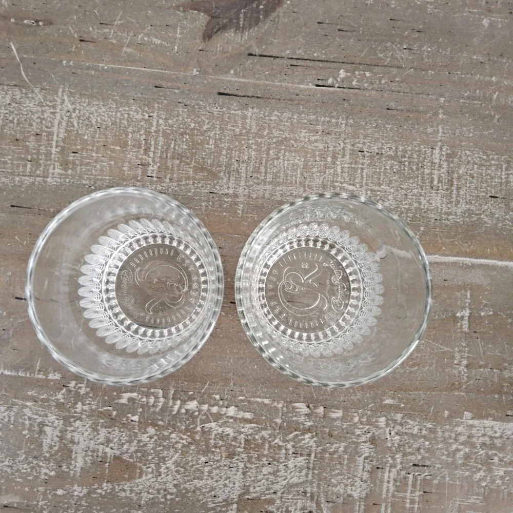 Crown Royal Whiskey Rocks‎ Glasses Set of 2 Etched Barware Classic Retro